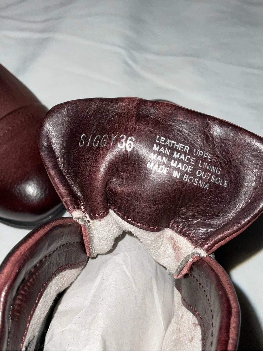 Miz Mooz Burgundy Leather Ankle Booties with Side Zip & Buckle